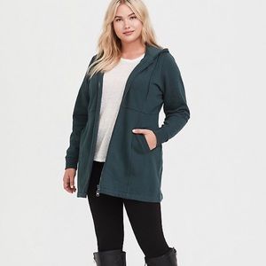 Deep Green Longline Hooded Jacket